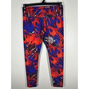 Fabletics Leggings Womens Medium Abstract Brushstroke Orange Blue Purple